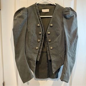 Faith Connexion army green/gray silver button cropped blazer size 8